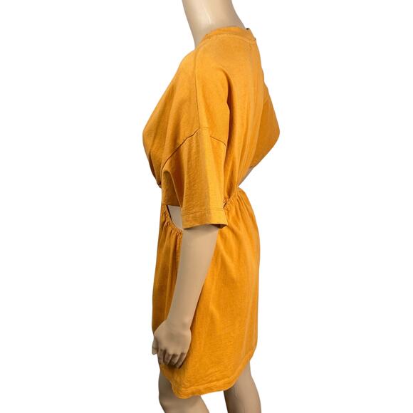 Free People Beach Mustard Orange Dandelion Cut Out Mini T-shirt Dress SZ XS - Picture 9 of 12